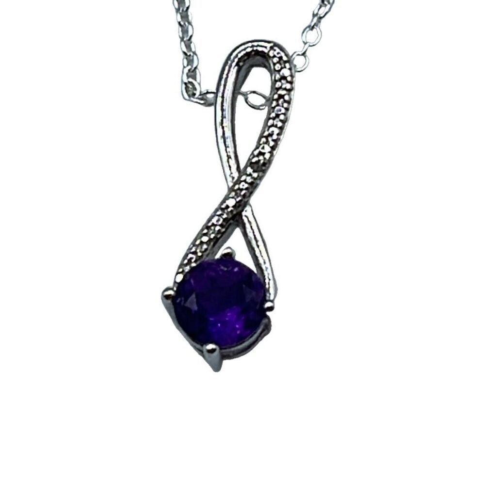 Sterling silver Amethyst CZ 18” necklace.